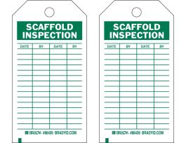 Safety Inspection Tag SCAFFOLD INSPECTION Polyester 5.75x3  Green on White 10/PK