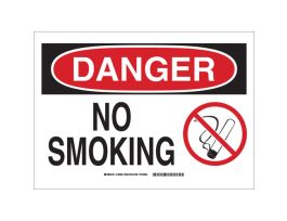 DANGER No Smoking w/No Smoking Pictogram Sign, 7" H x 10" W x 0.1" D, Fiberglass