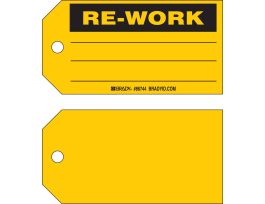 Quality Control Tag RE WORK Paper 3 x 5.75 Black on Yellow 100/PK