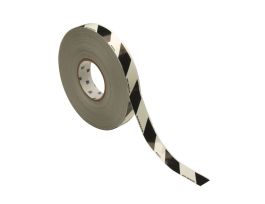 BradyGlo™ NYC Egress Marking Tape Roll - Glow-In-The-Dark Self Sticking Polyester, Diagonal Stripes, Black on Glow, 1" x 50'