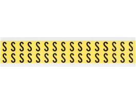 Repositionable Vinyl 0.625 in Black on Yellow, Letters S Card of 32 Labels