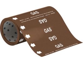 GAS Pipe Marker, 30' H x 8" W, Roll of 30', Fits Pipes 2" Dia. or Smaller