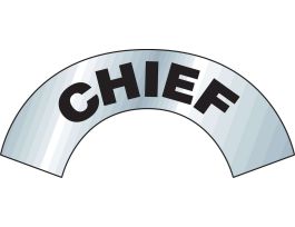 Bradylite CHIEF Hard Hat Label, 3" H x 6.875" W, Each, Black on Silver