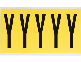 Repositionable Vinyl 4 in Black on Yellow, Letters Y Card of 5 Labels