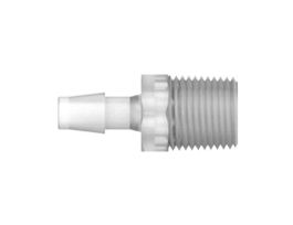Tubing Adapter, 3/8" ID x 1/2" NPT(M), Polypropylene, 10/pk