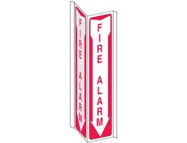 FIRE ALARM Sign, Red on White