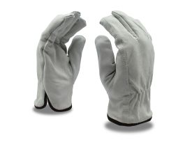 PREMIUM GRAIN COWHIDE DRIVER, RED FLEECE LINED, SHIRRED ELASTIC BACK, KEYSTONE THUMB