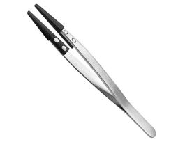 Stainless Steel Tweezers w/ Flat, Thick, Squared Plastic Tips