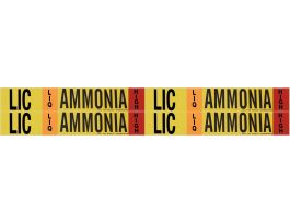 LIC LIQ AMMONIA HIGH Pipe Marker, 1.125" H x 7" W, Card of 4 Each, Fits Pipes .75" Dia. Thru 2.375" Dia.