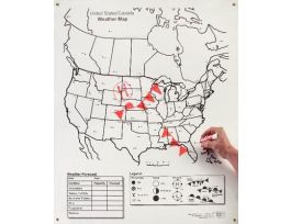 US/CANADA WEATHER MAP-DRY ERASE 36 X45