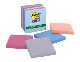 Post-it® Super Sticky Recycled Notes 654-6SSNRP, 3 in x 3 in (76 mm x 76 mm), Wanderlust Pastels Collection