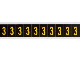 Outdoor Vinyl 2 in Yellow on Black Numbers 3 Card of 10 Labels