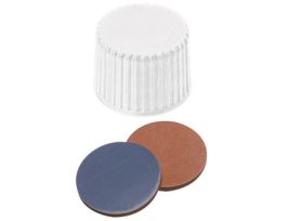 Screw Cap, Polypropylene, White, 20 mm, Closed, Red Butyl/Grey PTFE Septa; 1000/pk