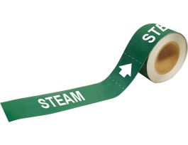 Steam Pipe Marker, 1" H x 8" W, Roll of 25 Each, Fits Pipes 1.5" Dia. Thru 2" Dia.