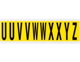 Repositionable Vinyl 2 in Black on Yellow, Letters U to Z Card of 10 Labels