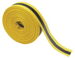 Outdoor Barricade Tape Roll - Woven Polypropylene, Horizontal Stripes, Black on Yellow, 2" x 200'