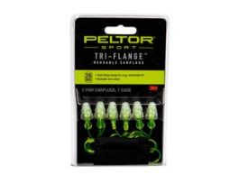 3M™ Peltor™ Sport Tri-Flange™ Corded Reusable Earplugs 97317-10C, 3 Pair Pack Neon Yellow