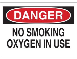 DANGER No Smoking Oxygen In Use Sign, 10" H x 14" W x 0.06" D, Polystyrene
