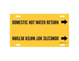 Domestic Hot Water Return Pipe Marker, 10" H x 32" W, Fits Pipes 10" Dia. Thru 15" Dia.