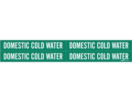 Domestic Cold Water Pipe Marker, 1.125" H x 7" W, Card of 4 Each, Fits Pipes 0.75" Dia. Thru 2.375" Dia.