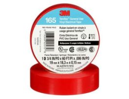 3M™ Temflex™ Vinyl Electrical Tape 165, Red, 3/4 in x 60 ft (19 mm x 18 m), 6 mil, 100 Rolls/Case