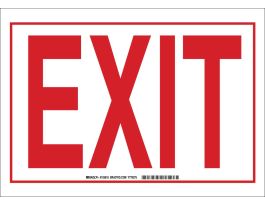 Exit Sign, 10" H x 14" W x 0.06" D, Red on White