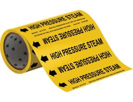 High Pressure Steam Pipe Marker, 30' H x 8" W, Roll of 30', Fits Pipes 2" Dia. or Smaller