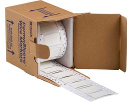 PermaSleeve Heat Shrink Wire and Cable Labels 3/4" Dia for 3" Core Printers - 1" White Double-Sided