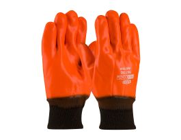 Supported PVC, Foam Lined, HV Orn., Smooth, Knit Wrist