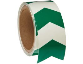 BradyGlo™ Egress Marking Tape Roll - Photoluminescent Polyester, V-Arrows, Luminous on Green, 2" x 5 Yds