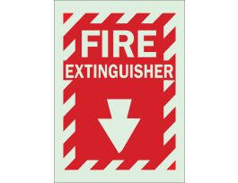 Fire Extinguisher Sign, 14" H x 10" W x 0.063" D, Red on Glow, Polystyrene