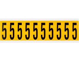 Outdoor Vinyl 1.938 in Black on Yellow Numbers 5 Card of 10 Labels