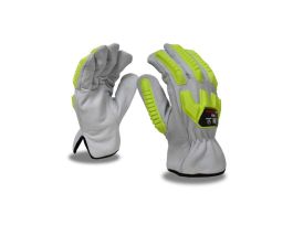 CALIBER® GT GRAIN GOATSKIN DRIVER, HPPE/STEEL FABRIC + THINSULATE™LINED, KEYSTONE THUMB, LIME TPR PROTECTORS, ANSI CUT LEVEL A5, ANSI IMPACT LEVEL 2