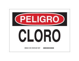 PELIGRO Cloro Sign, 7" H x 10" W x 0.06" D, Polystyrene