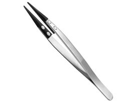 Stainless Steel Tweezers w/ Flat, Thick, Plastic Tips