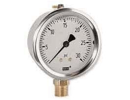 2.5" Filled Industrial Pressure Gauge, 0 to 300 psi, Lower