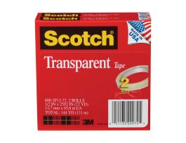 Scotch® Transparent Tape 600-2P12-72, 1/2 in x 2592 in (12,7 mm x 65,8 m) 2 PK