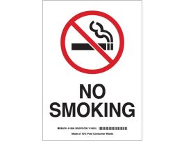No Smoking Sign, 10" H x 7" W x 0.006" D, Polyester