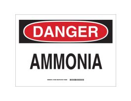 DANGER Ammonia Sign, 10" H x 14" W x 0.1" D, Fiberglass