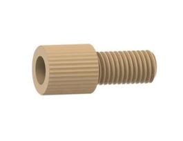 Flangeless Male Nut, Standard Knurl, Orange PP, 1/8" OD Tubing, 1/4-28 Flat-Bottom;