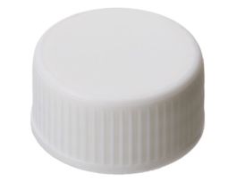 Screw Cap, Polypropylene, White, 24 mm, Closed, No Septa;1000/pk