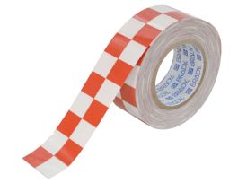 ToughStripe® Floor Marking Tape Roll -  Polyester, Checkered, Red on White, 2" x 100'