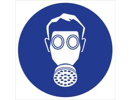 Vapor Respirator Symbol Labels, 1.125" H x 1.125" W x 0.004" D, Card of 16 Labels, Blue on White