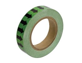 Directional Flow Arrow Tape for Pipe Marking - Roll Form,  Vinyl, Black on Green, 1" x 30 Yd