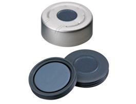 Silver Aluminum Crimp Cap, 13 mm Dia., Pharma-Fix, Butyl/PTFE Septum w/Hole; 1000/pk