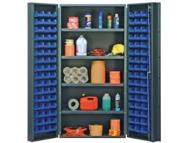 CABINET W/96 BLUE BINS STEEL 36X24X72IN