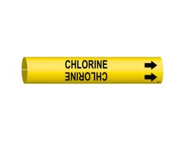CHLORINE Pipe Marker, 2" H x 2" W, Fits Pipes 2.5" Dia. Thru 3.875" Dia.