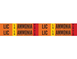 LIC LIQ AMMONIA HIGH Pipe Marker, 1.125" H x 7" W, Card of 4 Each, Fits Pipes 0.75" Dia. Thru 2.375" Dia.