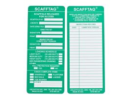 SCAFFTAG Inserts, SCAFFOLD RELEASED FOR ACCESS, Green on White, 7.625" H x 3.125" W