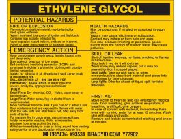 ETHYLENE GLYCOL Labels, 3.75" H x 4.5" W x 0.005" D, Black on Yellow